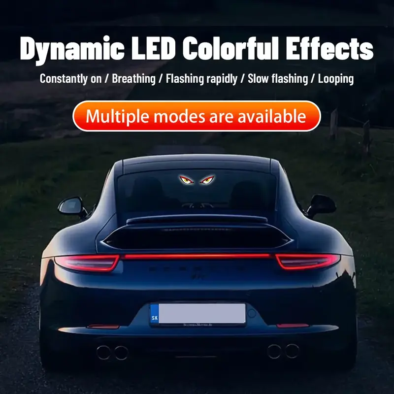 Car Rear Window LED Dynamic Display Light, Vampire Devil Eye Emoji Panel, Auto Decorative Light