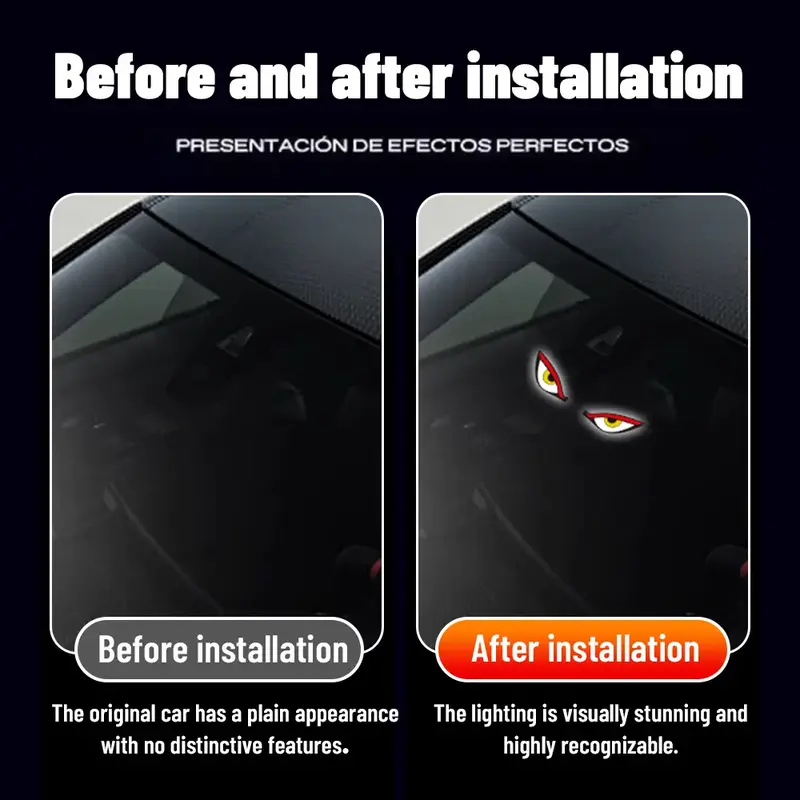 Car Rear Window LED Dynamic Display Light, Vampire Devil Eye Emoji Panel, Auto Decorative Light